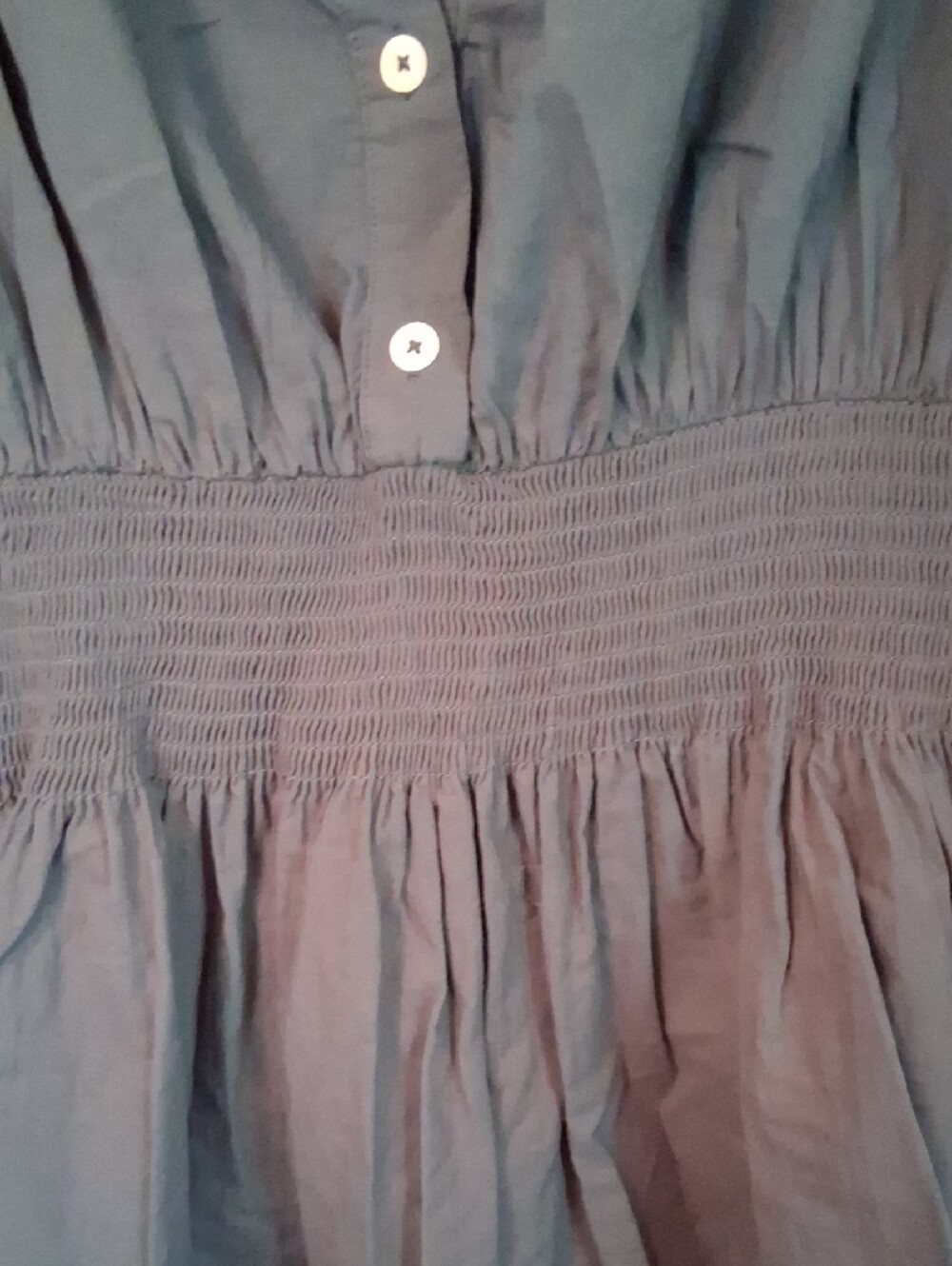 Women's Navy Blue Smocked Waist Button-Front Mini Dress. Size Medium - Picture 2 of 9